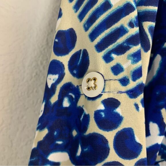 Cabi #422 Blue Jewel Button Down Shirt Dress Small - Picture 9 of 13